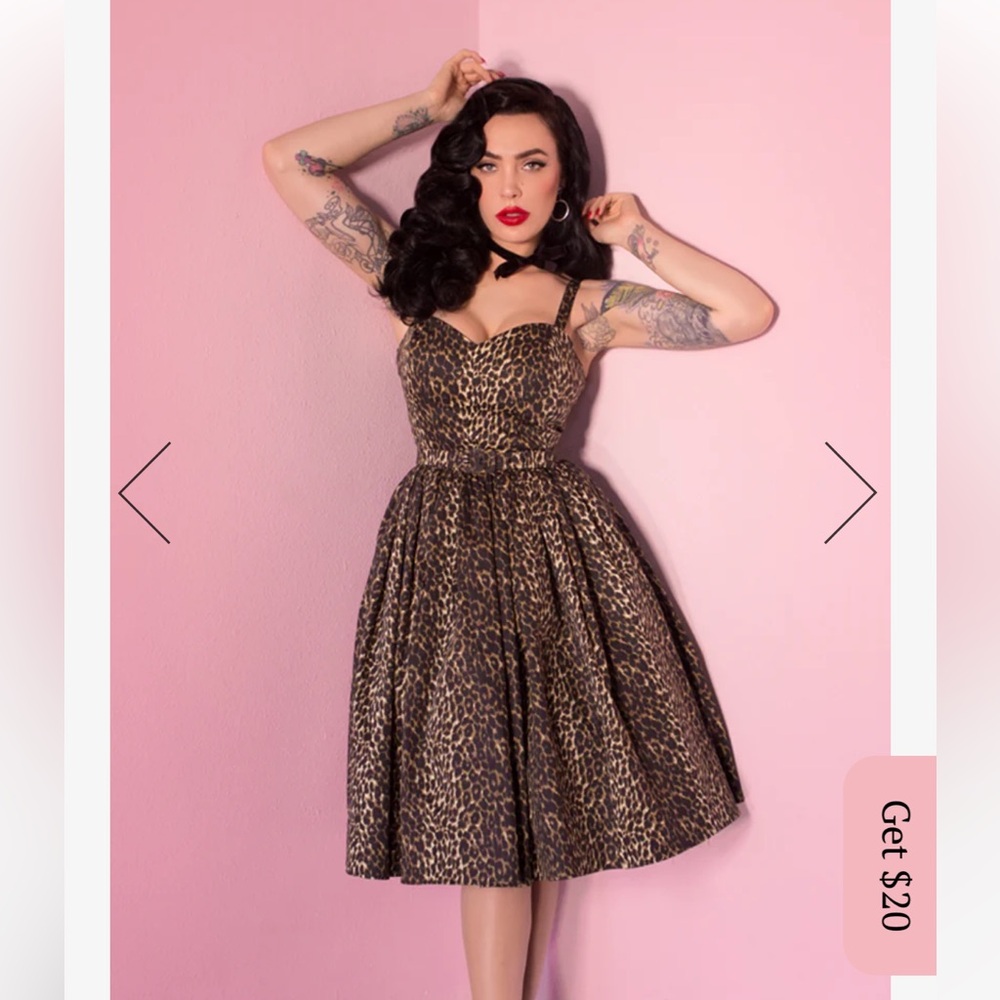 Vixen by Micheline Pitt Sweetheart Swing dress in Leopard size L